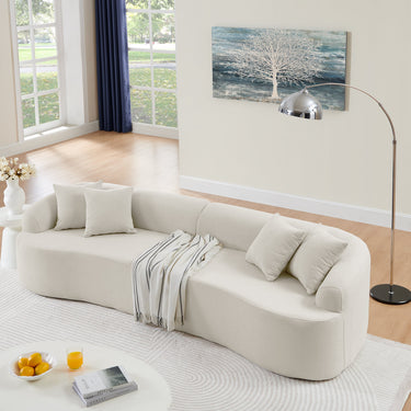 Curved Modular Sectional Sofa in Lamb's Wool Fabric